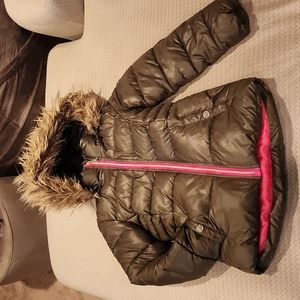 Michael Kors Olive Green & Pink Puffer Coat for Girls